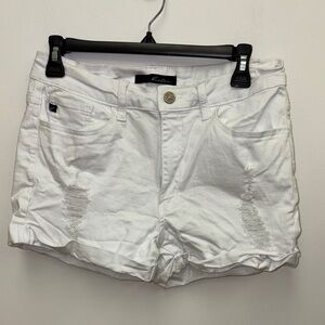 KanCan White Distressed Jean Shorts